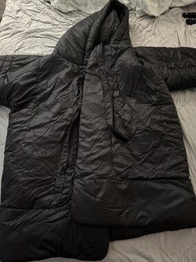 Norma Kamali Men's Black Hooded Quilted Puffer Coat